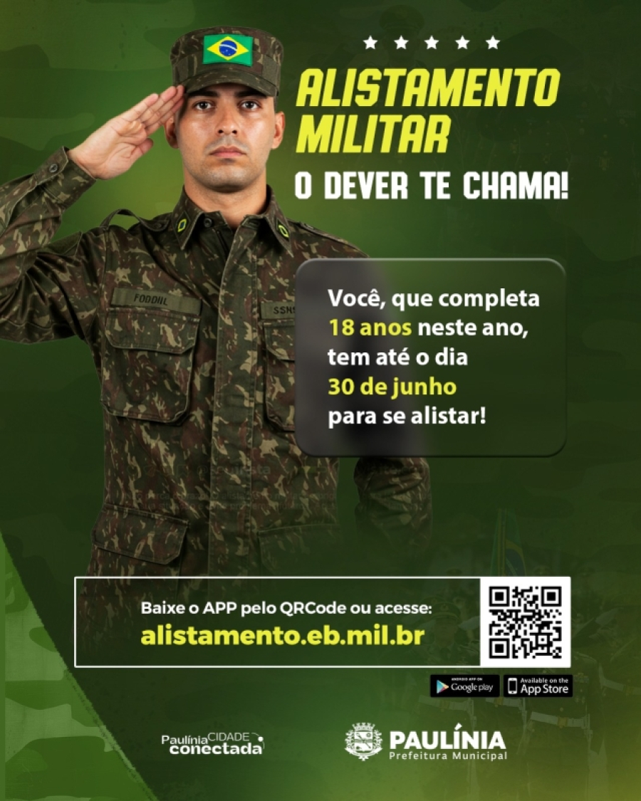 Jovens de Paulínia nascidos em 2007 já podem fazer o alistamento militar obrigatório